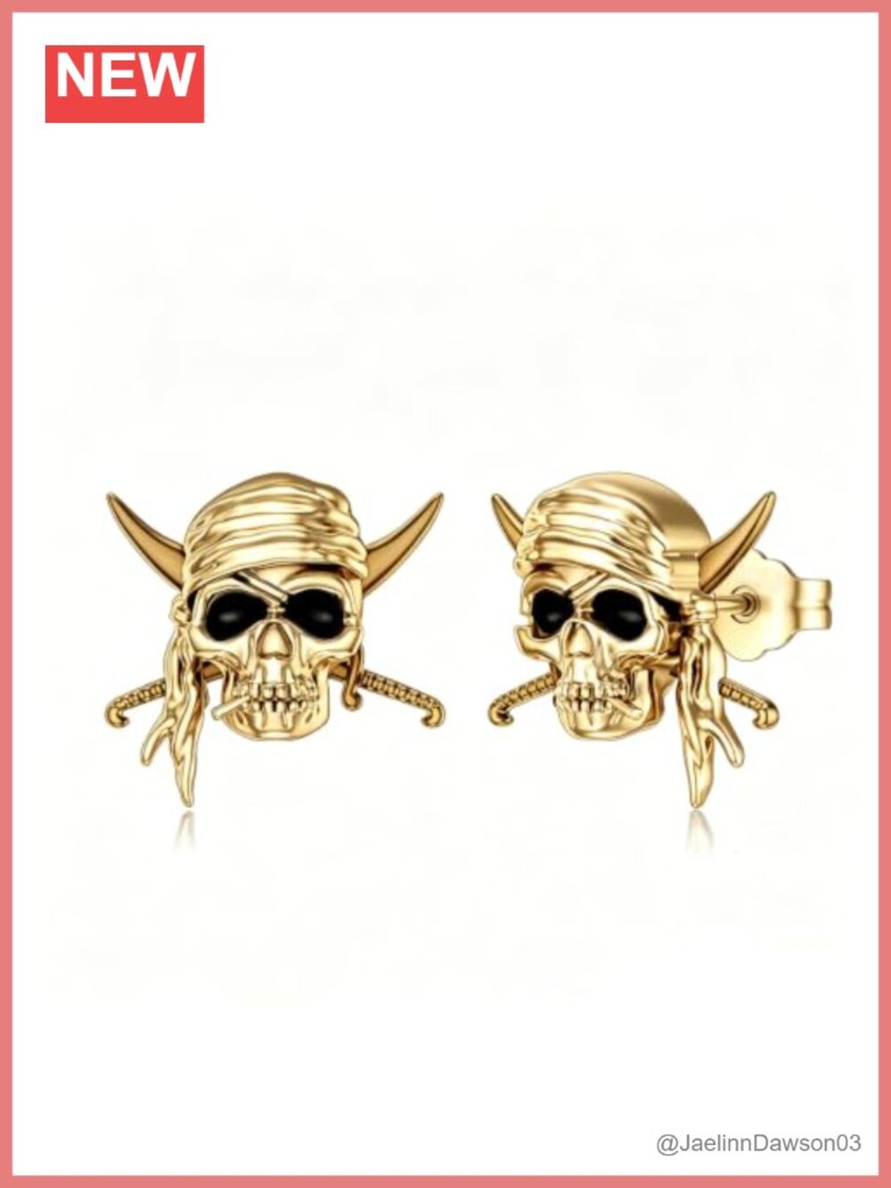 14K Gold Plated Skull Earrings Gothic Skeleton Drop Dangle